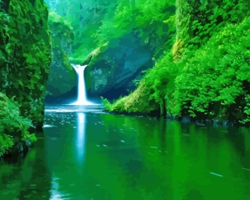 Forest Greenery Nature Waterfall Diamond Paintings