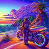 Neon Motorcycliste Diamond Paintings