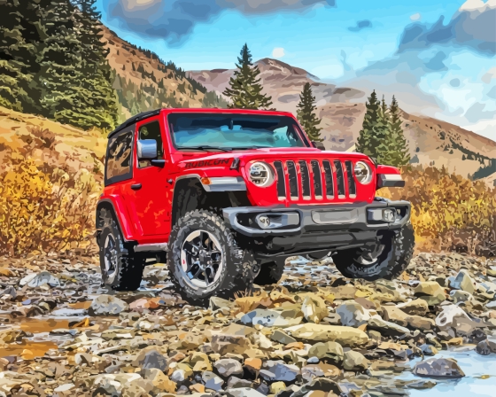 Red 2018 Jeep Wrangler Diamond Paintings