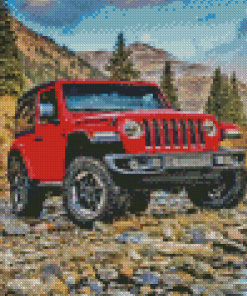 Red 2018 Jeep Wrangler Diamond Paintings