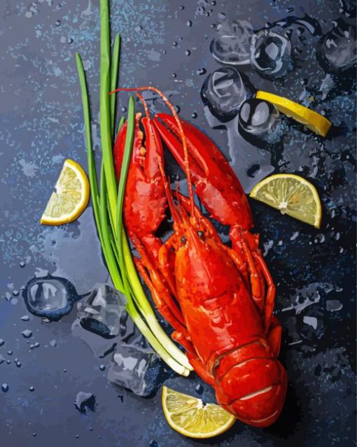 Crayfish With Lemons And Ice Cubes diamond by numbers