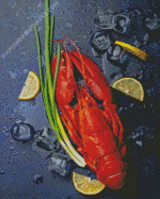 Crayfish With Lemons And Ice Cubes diamond by numbers