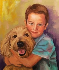 Boy With Dog Diamond Painting