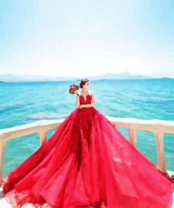 Bride In Red Dress Diamond Painting