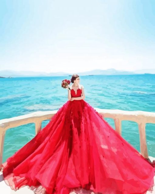 Bride In Red Dress Diamond Painting