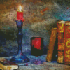 Candle Holder And Books Diamond Painting