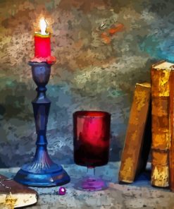 Candle Holder And Books Diamond Painting