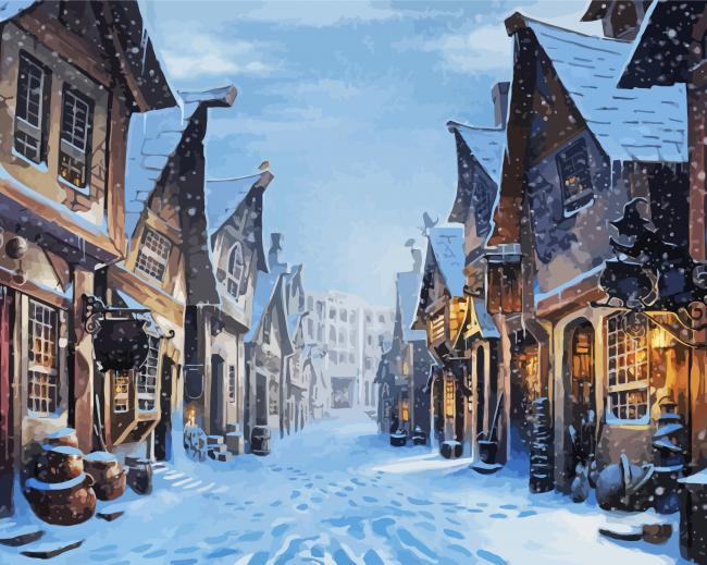 Snowy Diagon Alley Diamond Painting