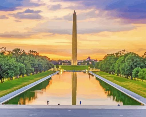 Sunset Washington Monument Diamond Painting