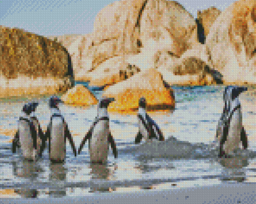 The Penguins On The Beach Diamond Painting