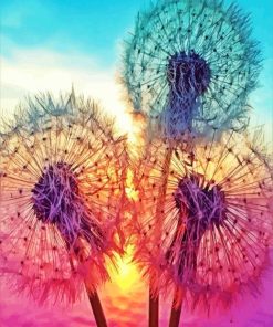 Three Dandelions Sunset Diamond Painting