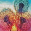 Three Dandelions Sunset Diamond Painting