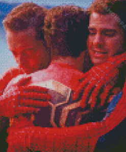 Three Spidermen Hugging Diamond Painting