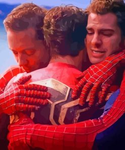 Three Spidermen Hugging Diamond Painting