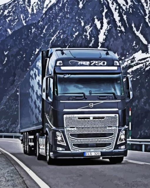 Volvo Truck On Road Diamond Painting