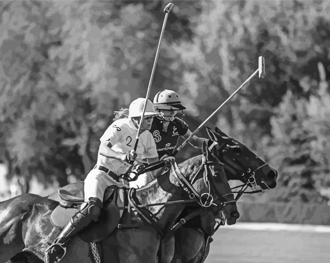 Black And White Polo Players Diamond Painting