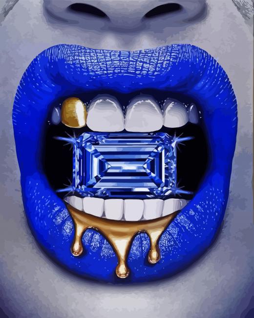 Blue Lips Diamond Painting