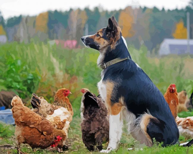 Chicken And Dog Diamond Painting