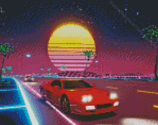 Outrun Video Game Diamond Painting