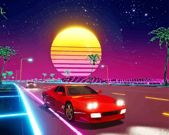 Outrun Video Game Diamond Painting