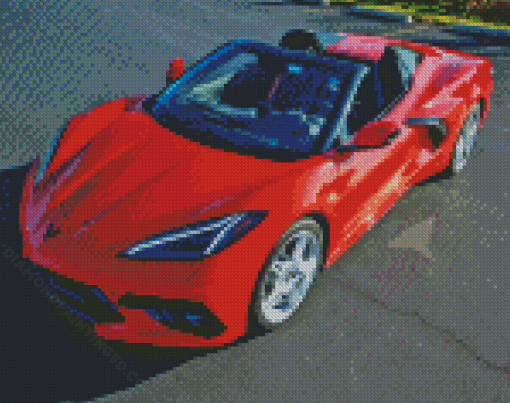 Red C8 Convertible Corvette Diamond Painting