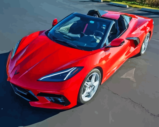 Red C8 Convertible Corvette Diamond Painting