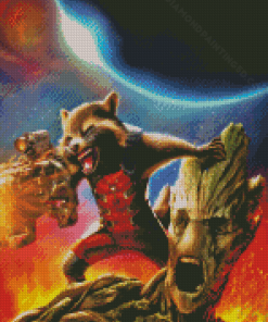 Rocket And Groot Guardians Of Galaxy Diamond Painting