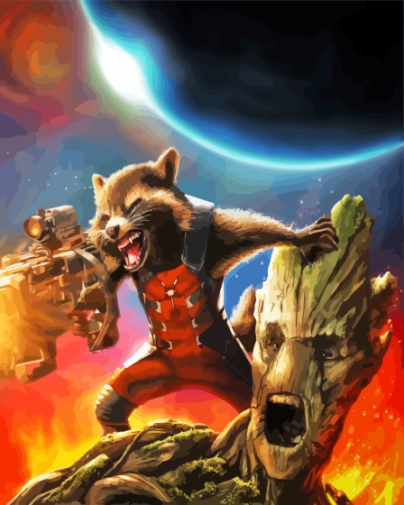 Rocket And Groot Guardians Of Galaxy Diamond Painting