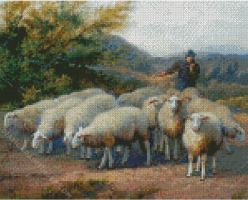 Sheep Farmer Diamond Painting