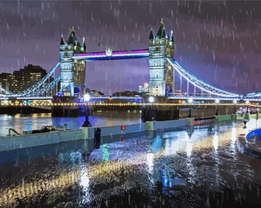 London In The Rain At Night Diamond Painting