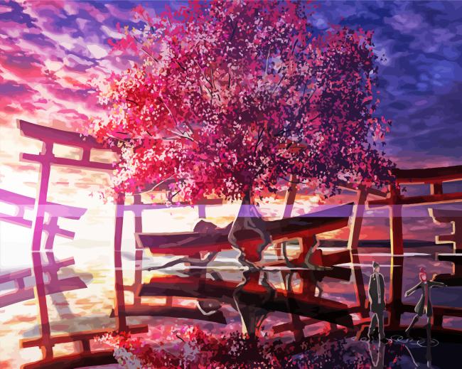 Sakura Tree Over Cloud Diamond Painting