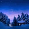 Snowfall Forest Cabin Diamond Painting