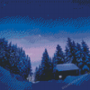 Snowfall Forest Cabin Diamond Painting