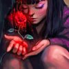 Girl And Red Rose Diamond Painting