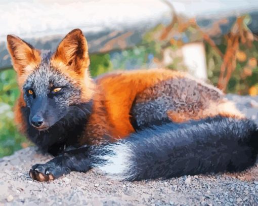 Melanistic Fox Diamond Painting