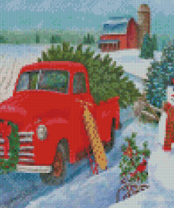 Christmas Ford Truck Diamond Painting