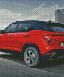 Red Creta Hyindai Car Diamond Painting