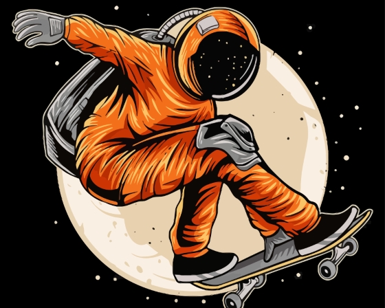 Skater Astronaut Diamond Painting