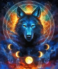 Wolf With Dream Catcher Diamond Painting