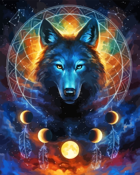 Wolf With Dream Catcher Diamond Painting