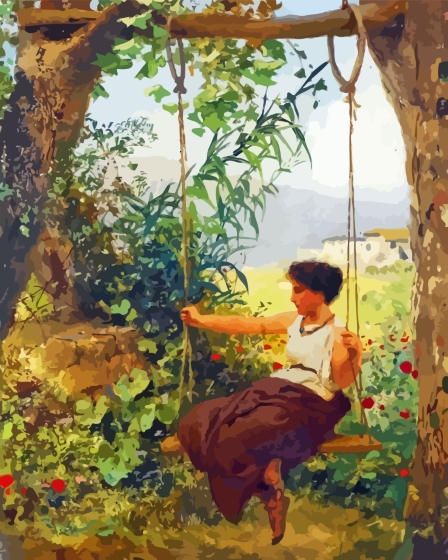 Woman In Swing Diamond Painting