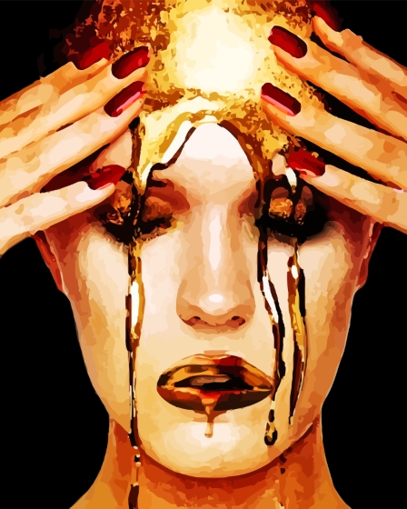 Crying Gold Diamond Painting