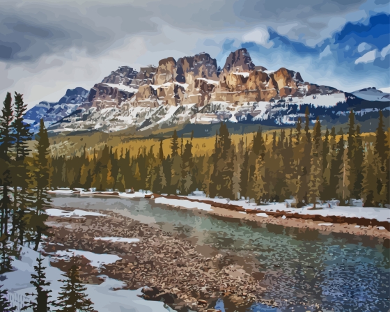 Snowy Castle Mountain Banff Diamond Painting