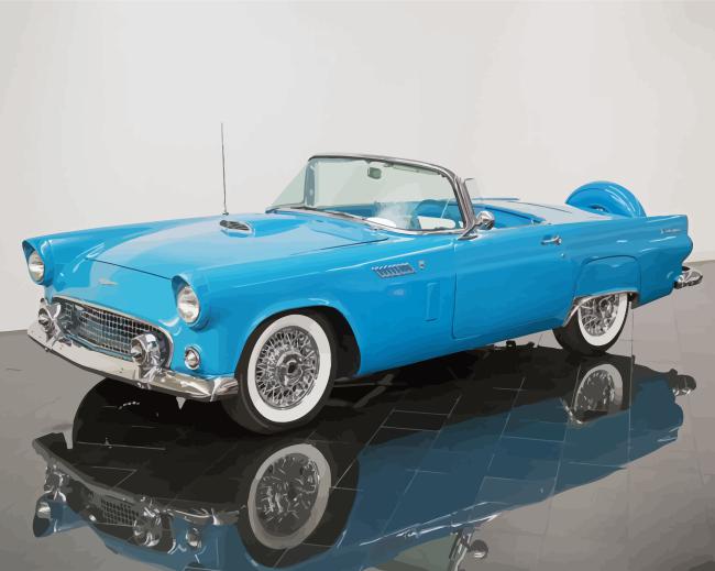 1956 Ford Thunderbird Blue Car Diamond Painting