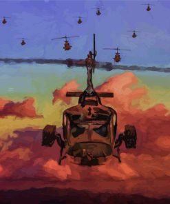 Abstract Huey Helicopter Art Diamond Painting