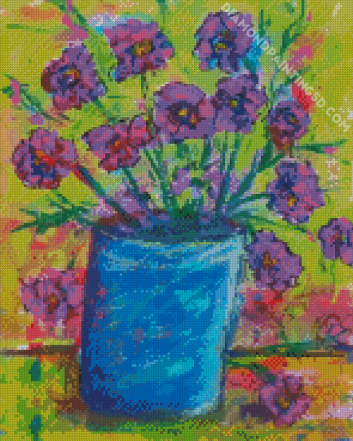 Abstract Vase Of Purple Flowers Diamond Painting