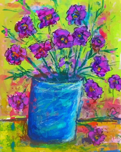 Abstract Vase Of Purple Flowers Diamond Painting