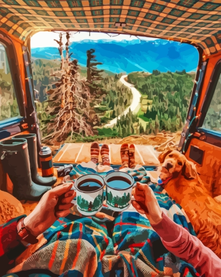 Aesthetic Vanlife Couple Diamond Painting