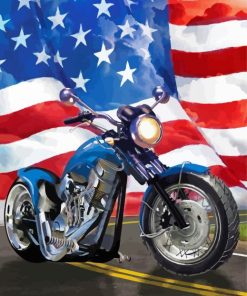 American Motorcycle Patriotic Diamond Painting