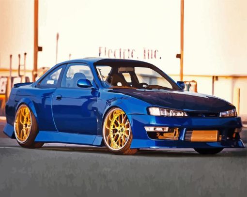 Blue Nissan S15 Car Diamond Painting